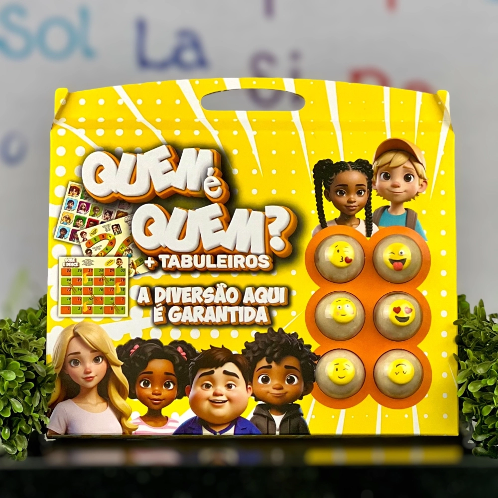 05 Embalagens para 6 brigadeiros - Quem é Quem + Tabuleiros