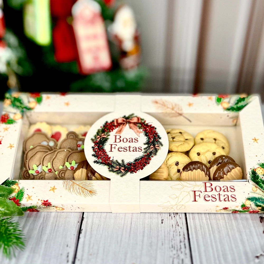 10 Caixas retangulares para Biscoitos - Coleção Natal Inspirador