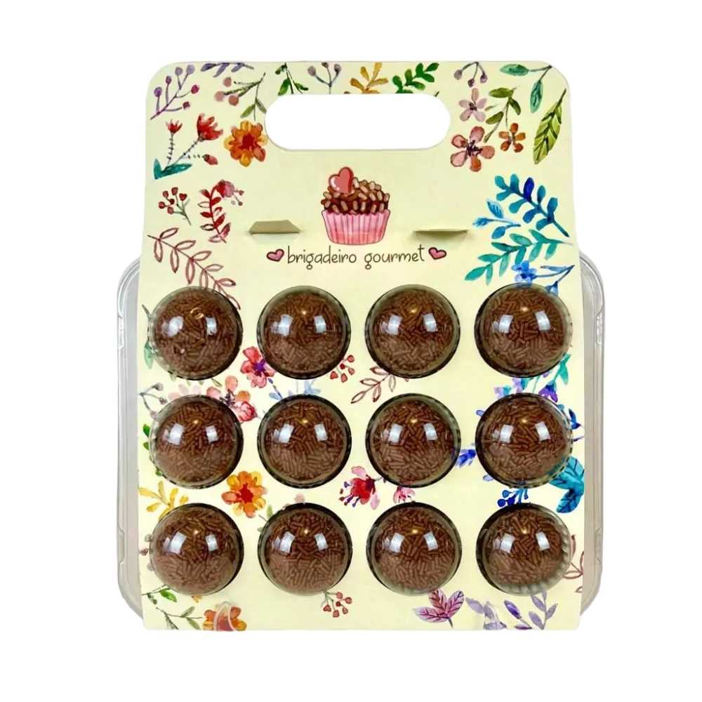 10 Embalagens BRIGPACK para 12 brigadeiros - Floral