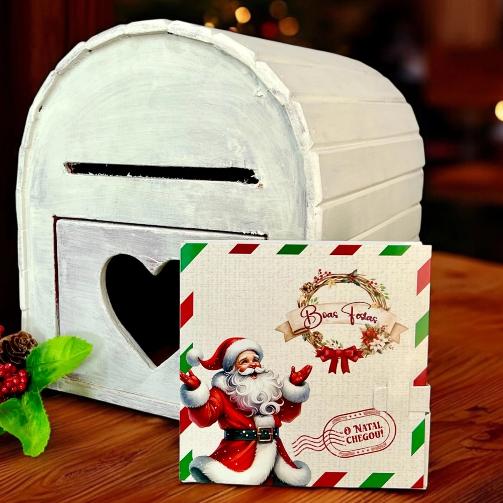 10 Embalagens Cartão Postal p/ Biscoito - Coleção Querido Noel