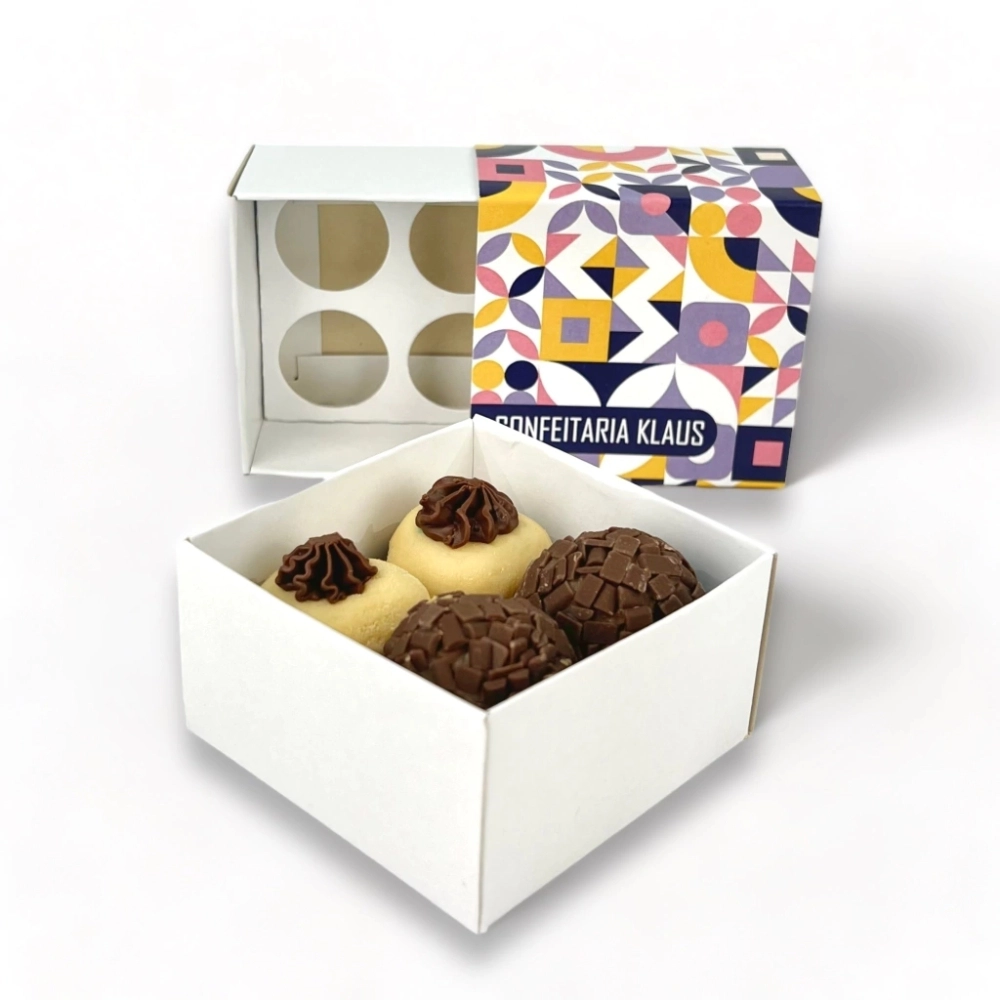 100 Caixas p/ 4 brigadeiros - Personalizada