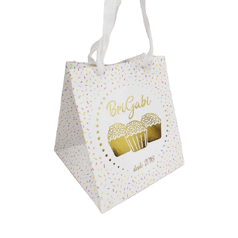 100 Sacolas 15,5x15,5 PERSONALIZADA COM HOT-STAMPING