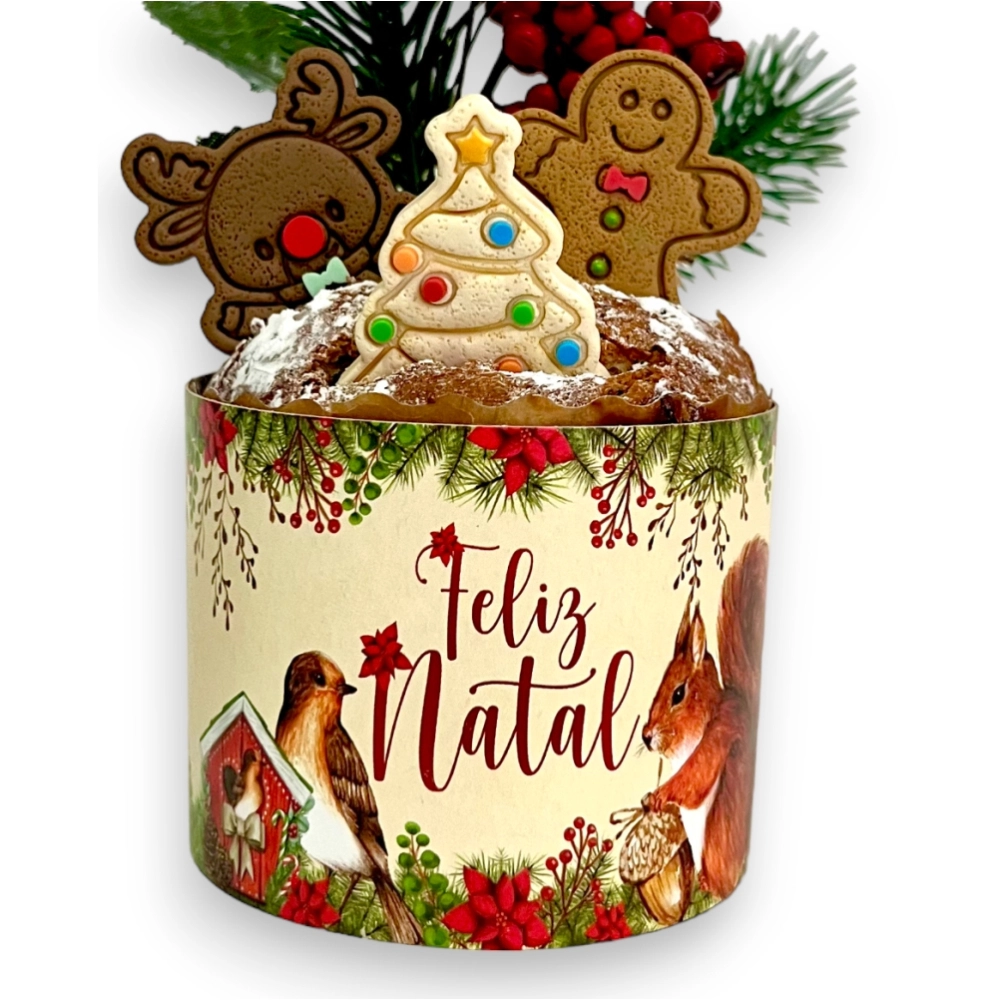 25 Cintas para panetone de 100g - Coleção Encantos do Natal