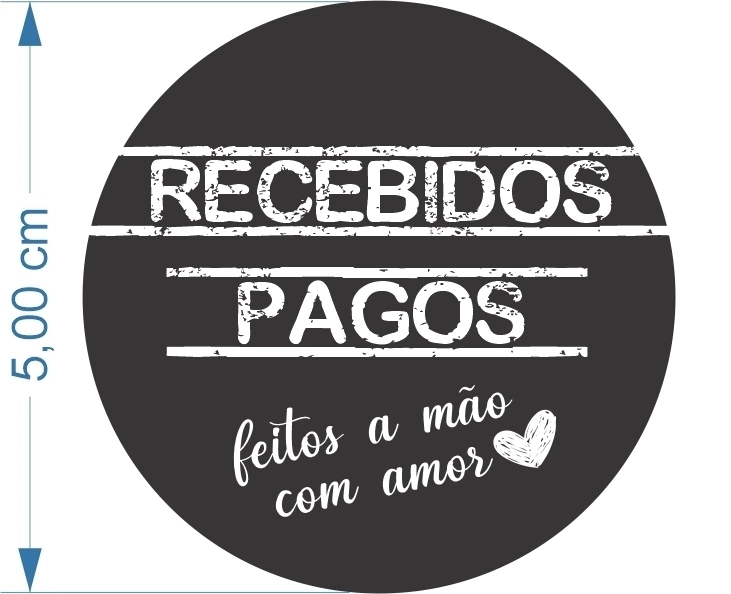 50 Adesivos 5cm - Recebidos Pagos - Feitos a mão com amor