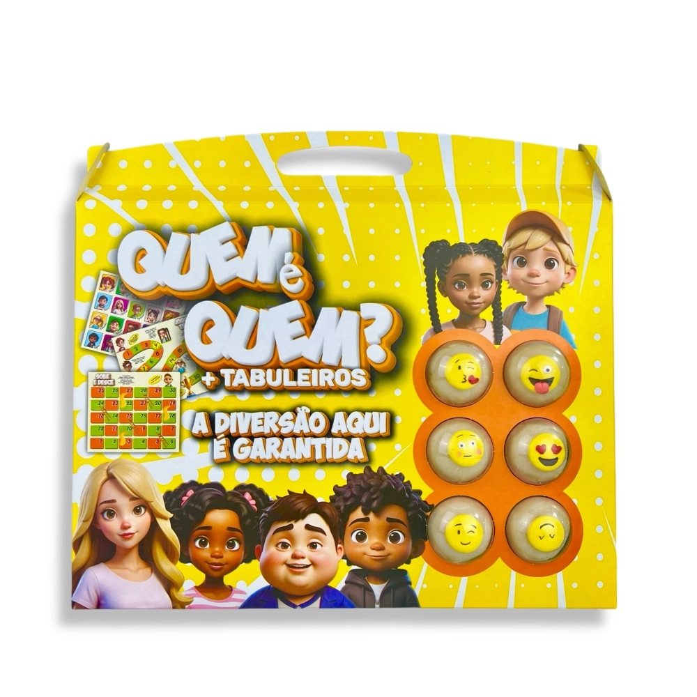 05 Embalagens para 6 brigadeiros - Quem é Quem + Tabuleiros