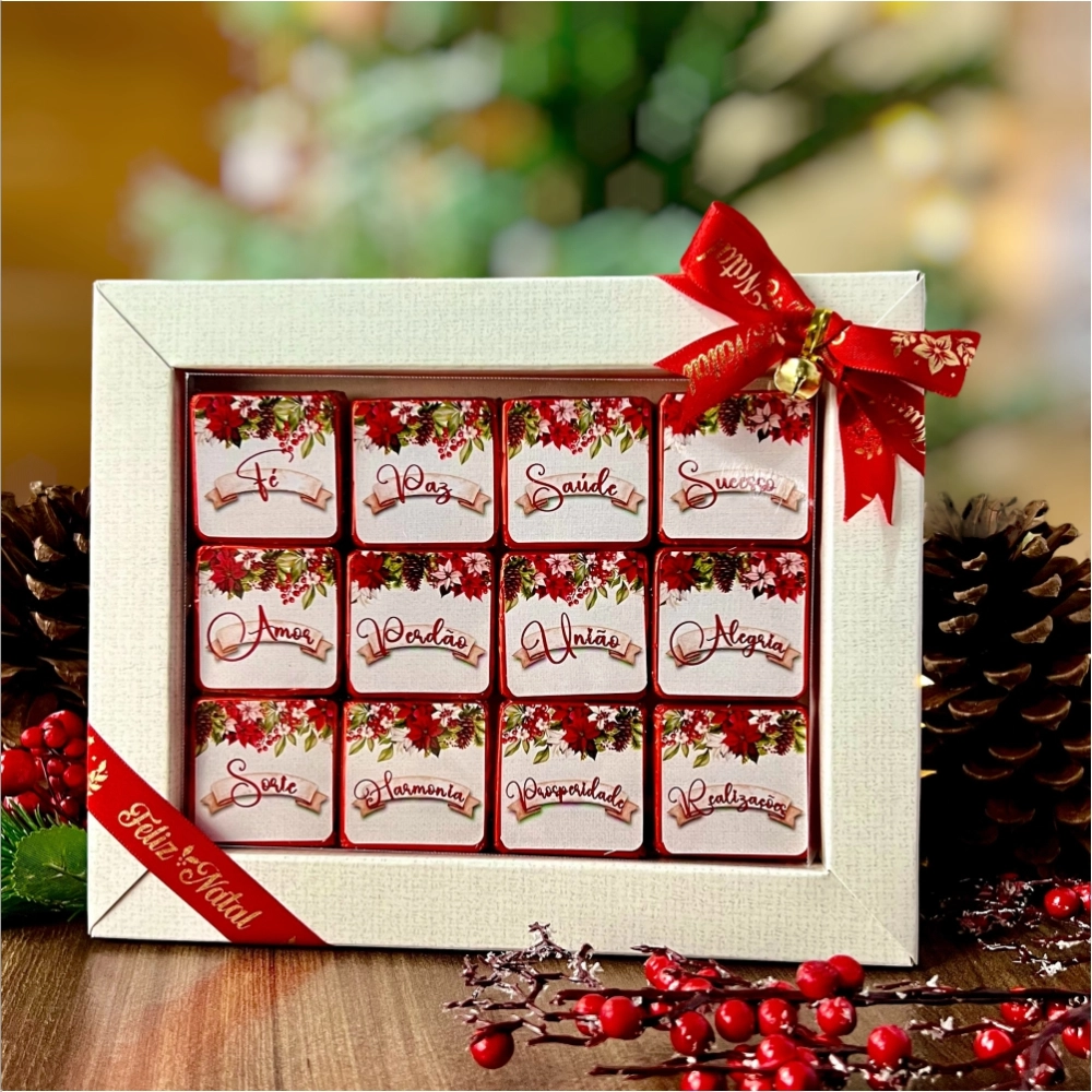 10 Caixas Desejos com 12 chocolates - Coleção Querido Noel