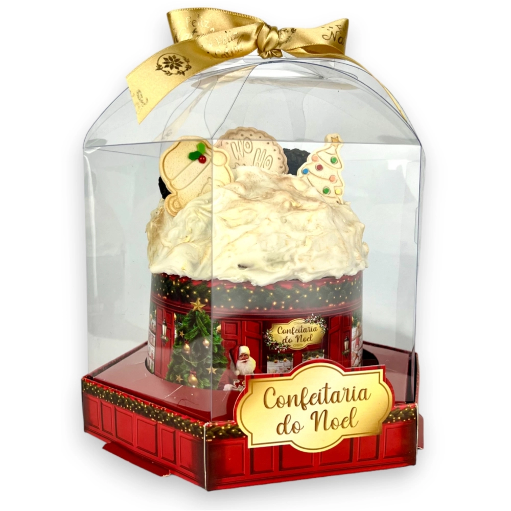 10 Caixas para Panetone de 500g Vitrine - Coleção Confeitaria do Noel