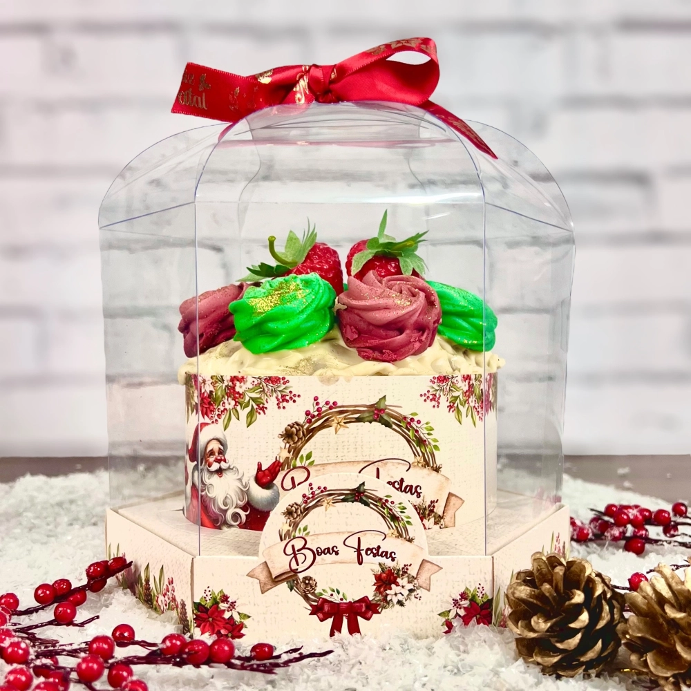 10 Caixas para Panetone de 500g Vitrine - Coleção Querido Noel