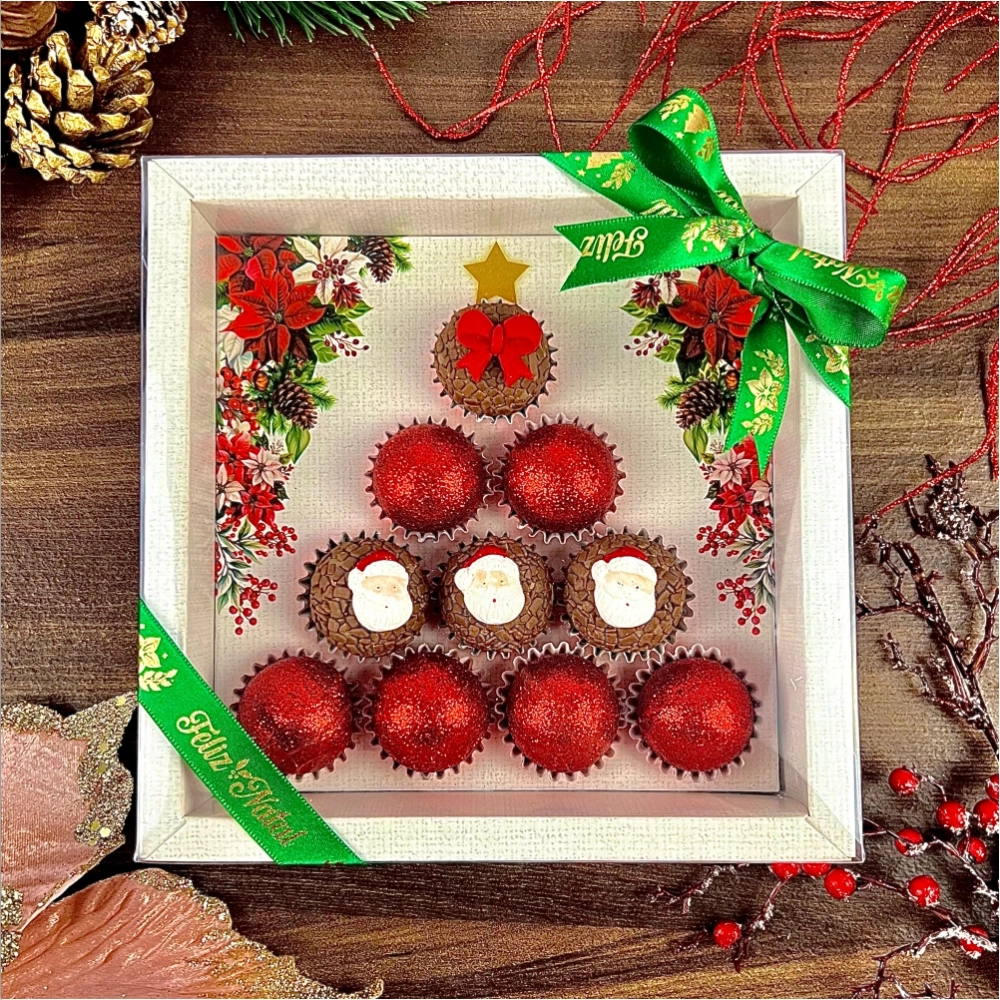 10 Caixas Árvore para 10 brigadeiros - Coleção Querido Noel