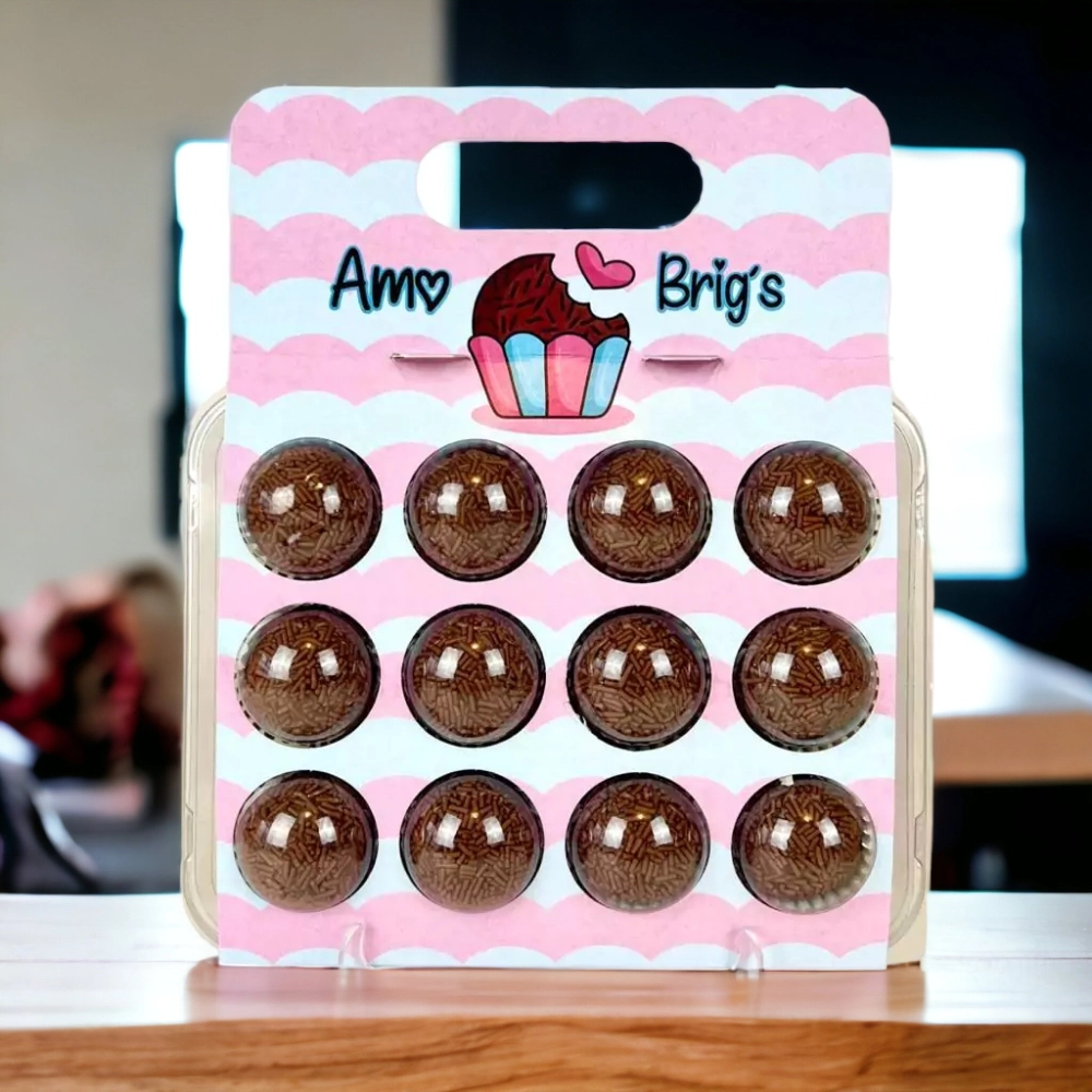 10 Embalagens BRIGPACK para 12 brigadeiros - Amo Brig´s