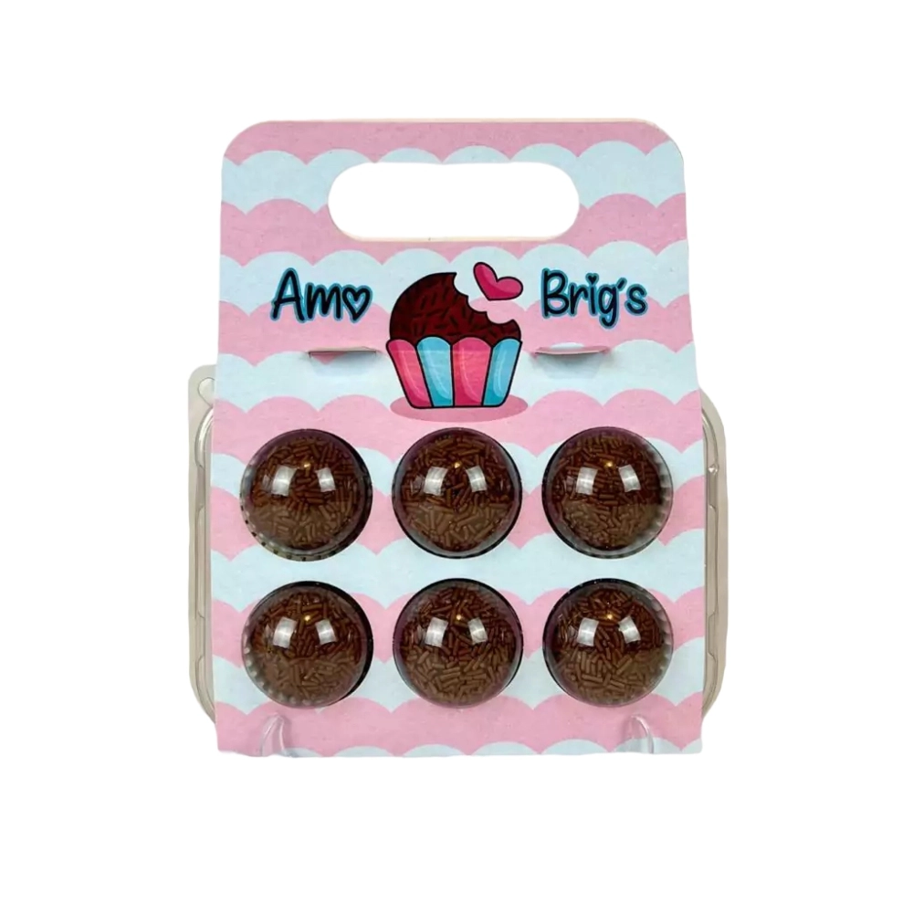 10 Embalagens BRIGPACK para 6 brigadeiros - Amo Brig´s