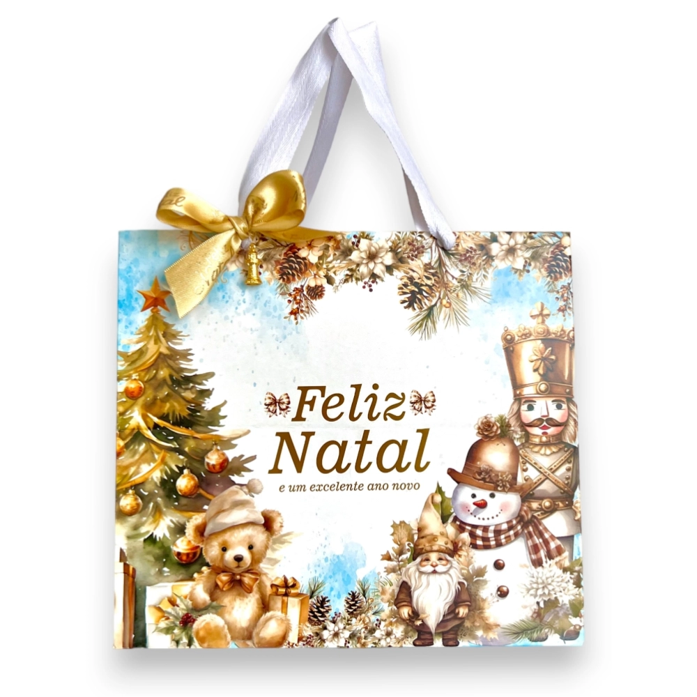 10 Sacolas para Caixa de Panetone - Coleção Natal Celestial