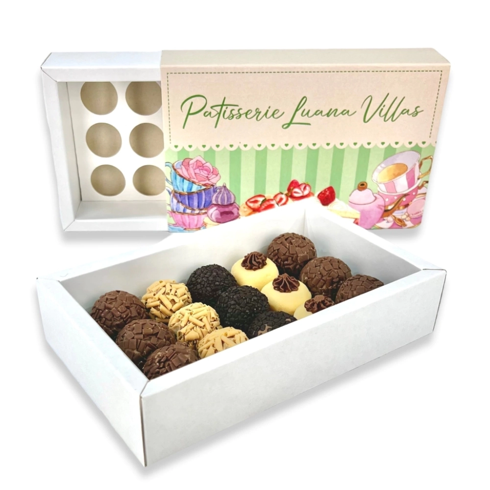 100 Caixas p/ 15 brigadeiros LUXO - PERSONALIZADA