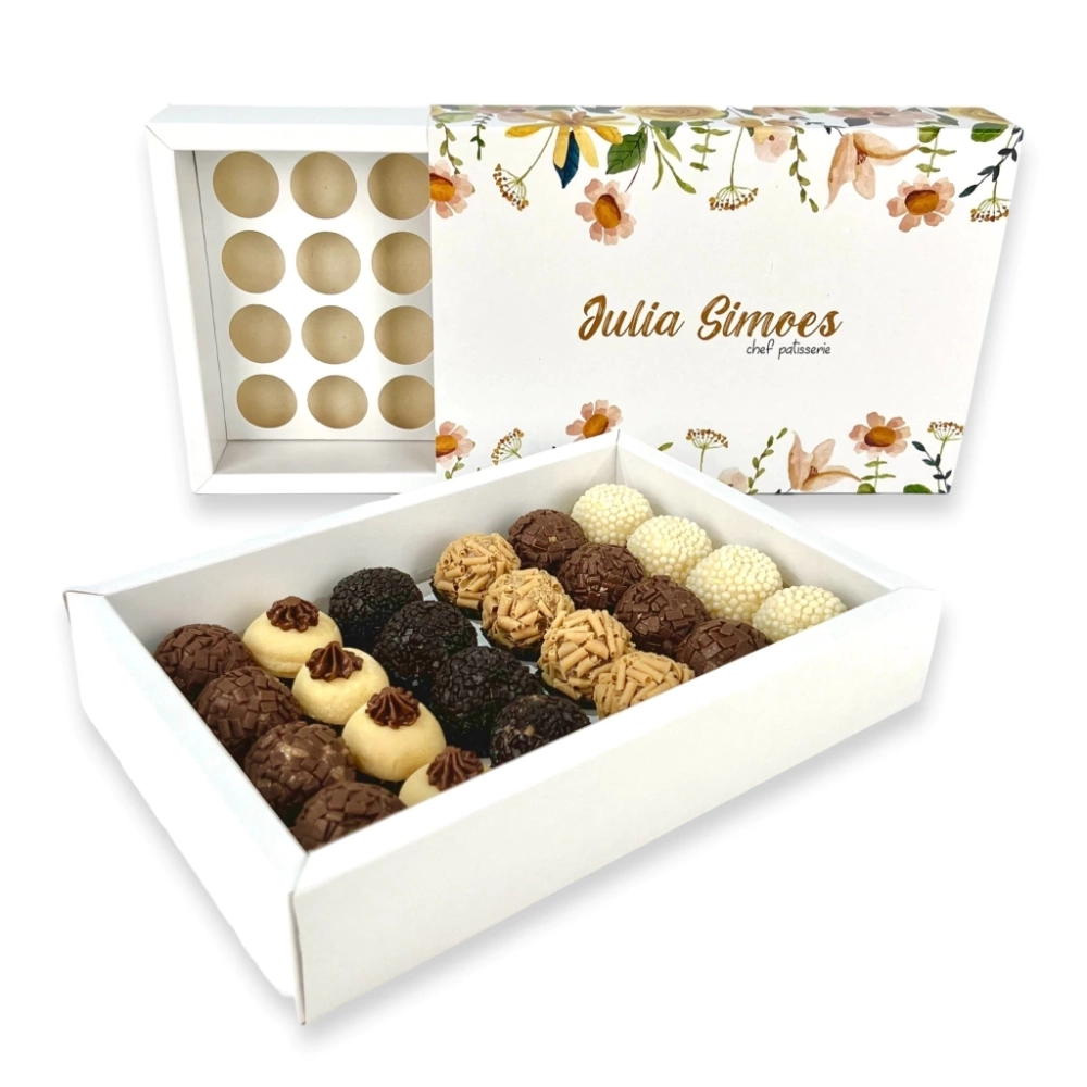 100 Caixas p/ 24 brigadeiros LUXO - PERSONALIZADA