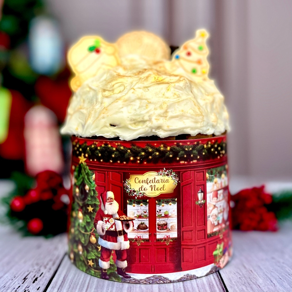 25 Cintas para panetone de 500g - Coleção Confeitaria do Noel