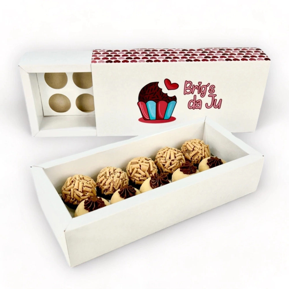 50 Caixas p/ 10 brigadeiros LUXO PERSONALIZADA