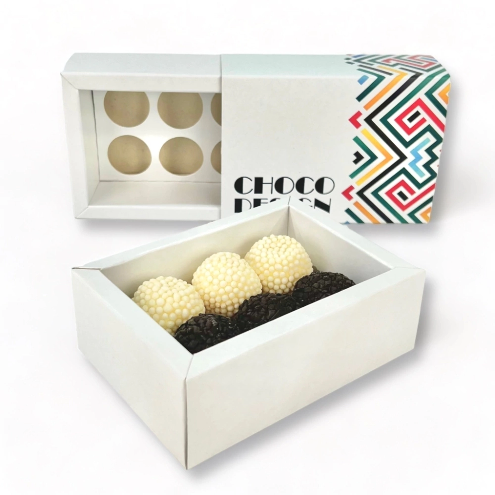 50 Caixas p/ 6 brigadeiros LUXO - PERSONALIZADA