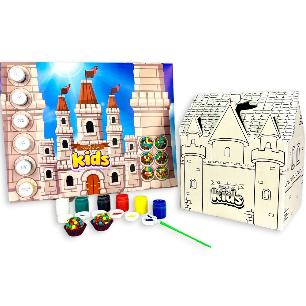 5 Caixas Castelo KIDS com organizador + guache e pincel