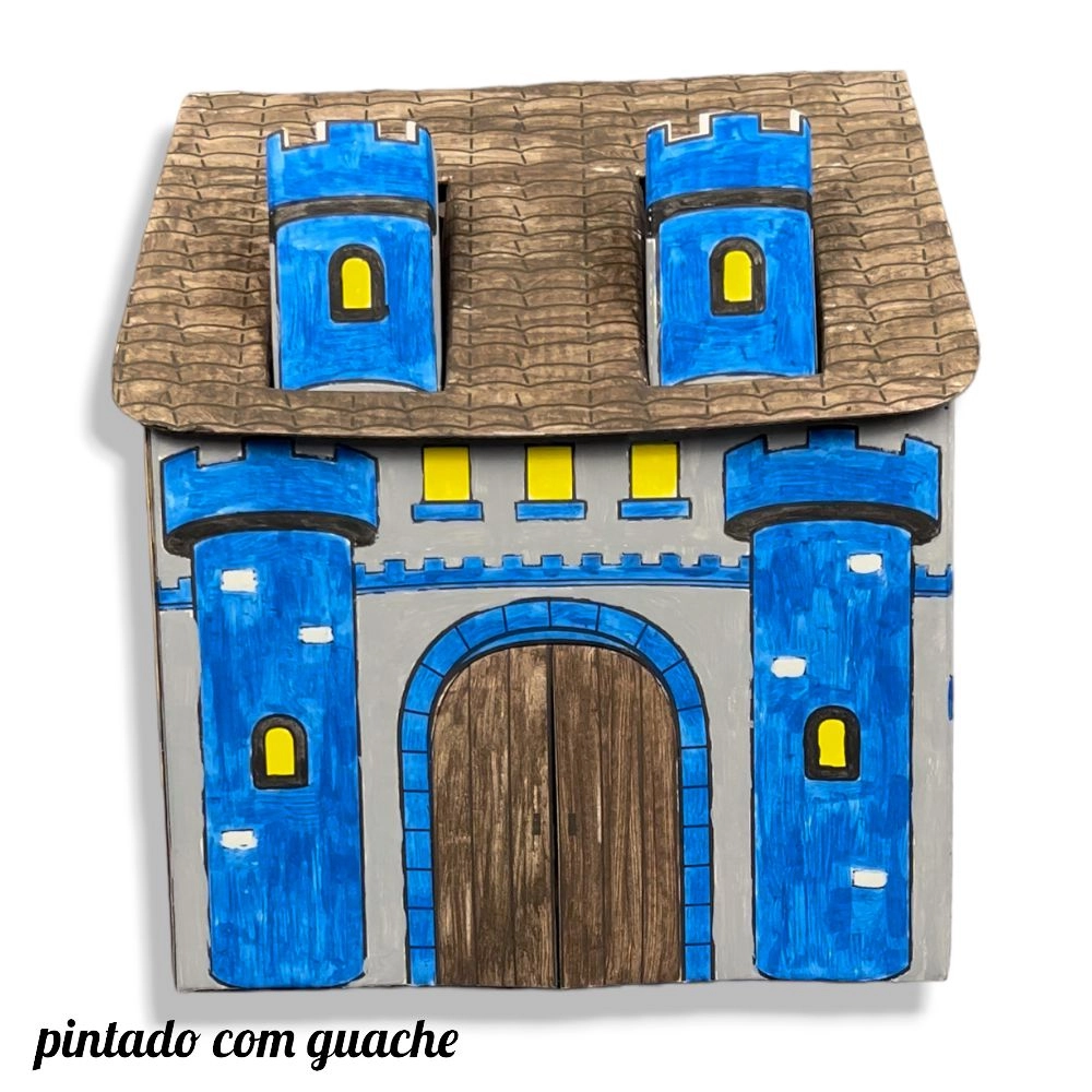 5 Caixas Castelo KIDS com organizador + guache e pincel