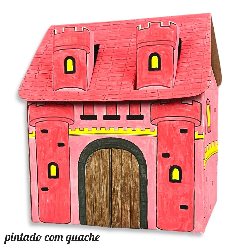 5 Caixas Castelo KIDS com organizador + guache e pincel